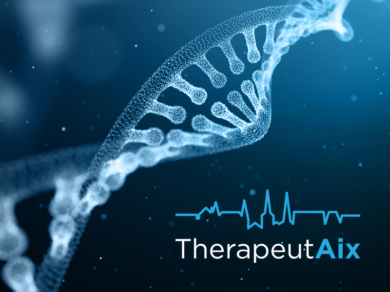 DNA strand with TherapeutAix logo